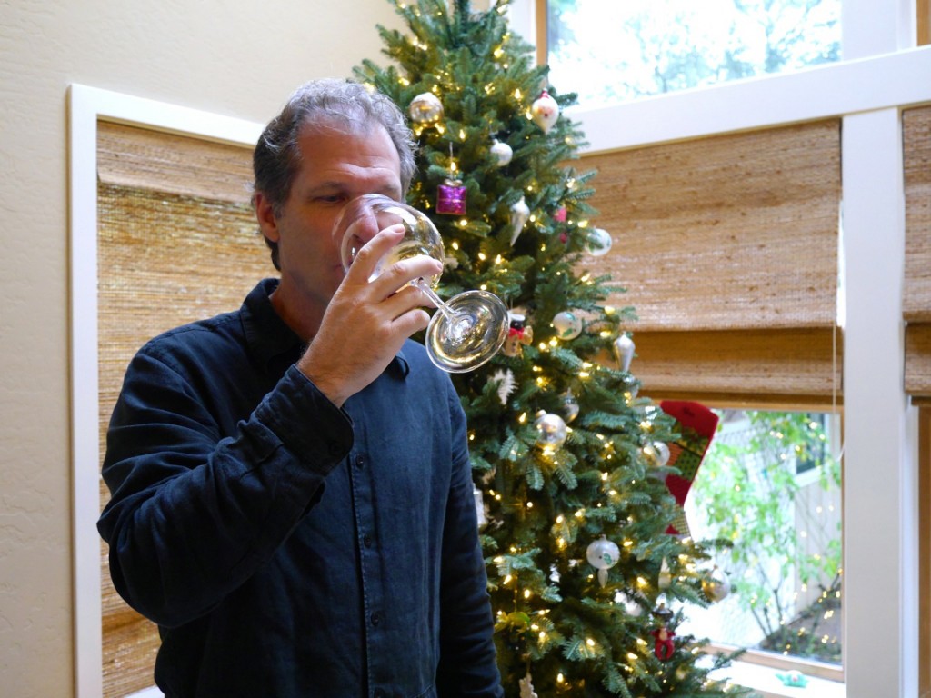 2014 Pinot in front of tree